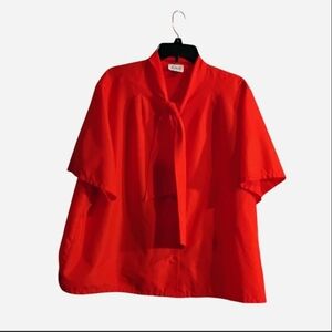 Vtg 80s Lucky Me Red Bow Blouse Made in USA Plus Size XL/2XL 26” PTP